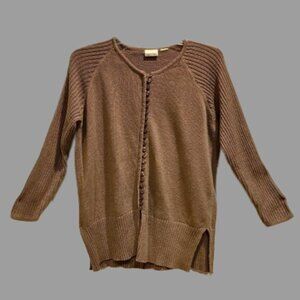 Newport News Brown Knit Button Down Sweater